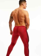 N2N Bodywear Men Scarlet red ultra raider mesh sport runner tights size L