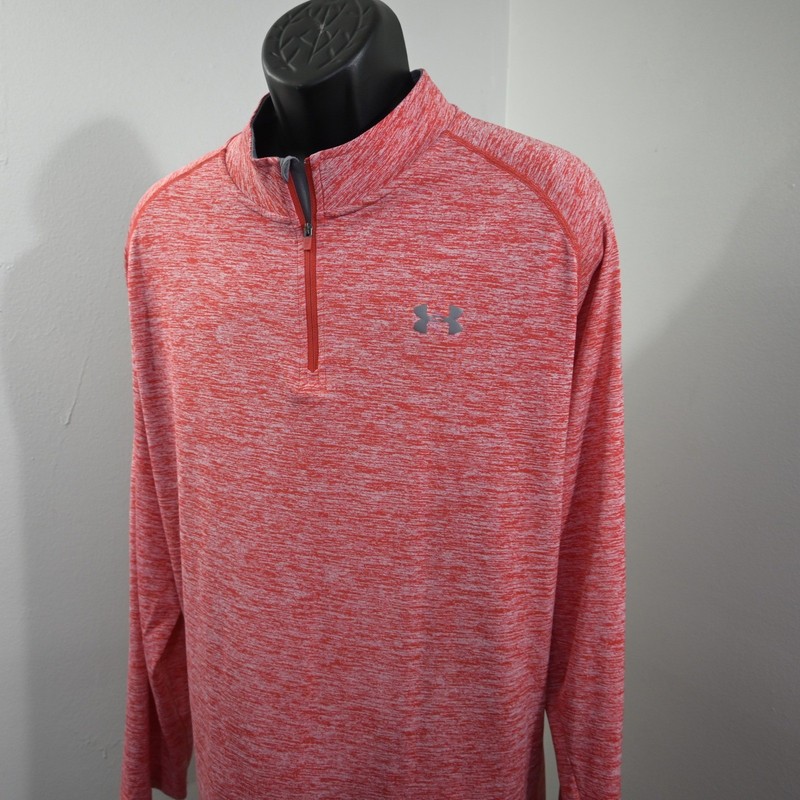 Under Armour 1/4 Zip Golf Pullover Mens 3XL Loose Red Gray Space Dye HeatGear gallery