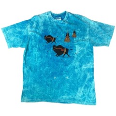 VTG 1989 Blue Tie Dye Native American Wild West Artwear Buffalo Graphic Tee LRG
