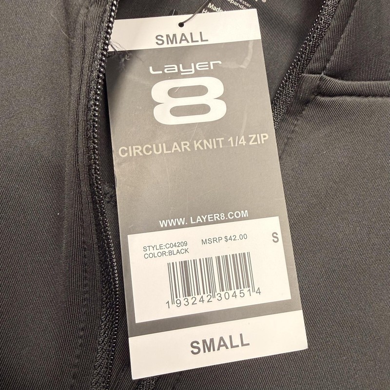 Layer 8 Pullover Mens Small Black Circular Knit 1/4 Zip Quick Dry Top C04209 gallery