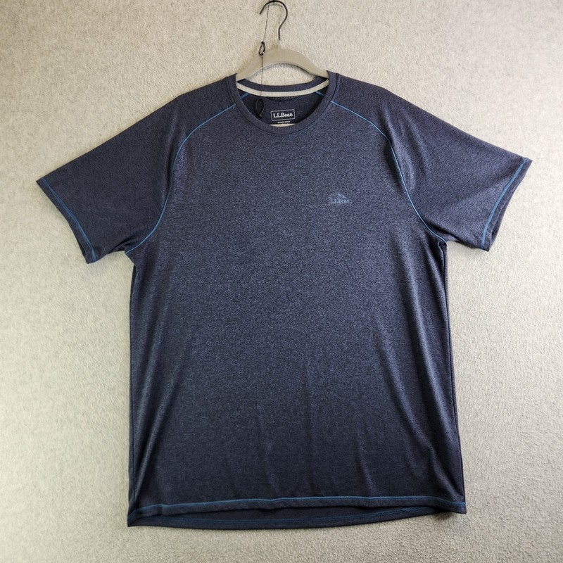 LL Bean Shirt Mens L Tall Blue Slightly Fitted Performance Set Workout Camping gallery