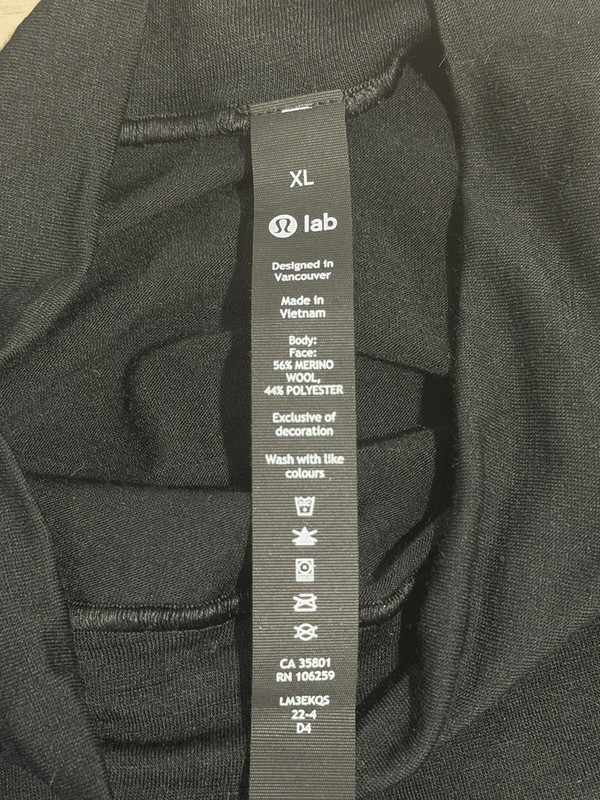 Lululemon Lab Merino Wool-Blend Black Long-Sleeve Shirt Mens Size XL gallery