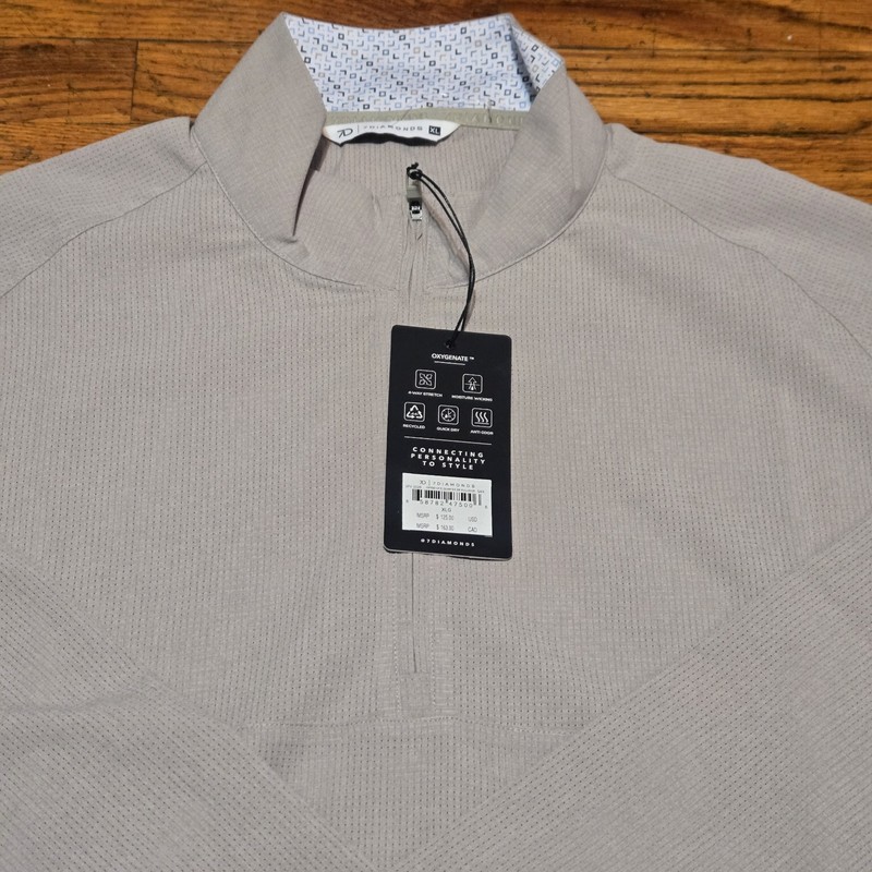 7 Diamonds Oxygenate 1/4 Zip Mens Pullover XL Anti-Odor Quick Dry Sand NWT gallery