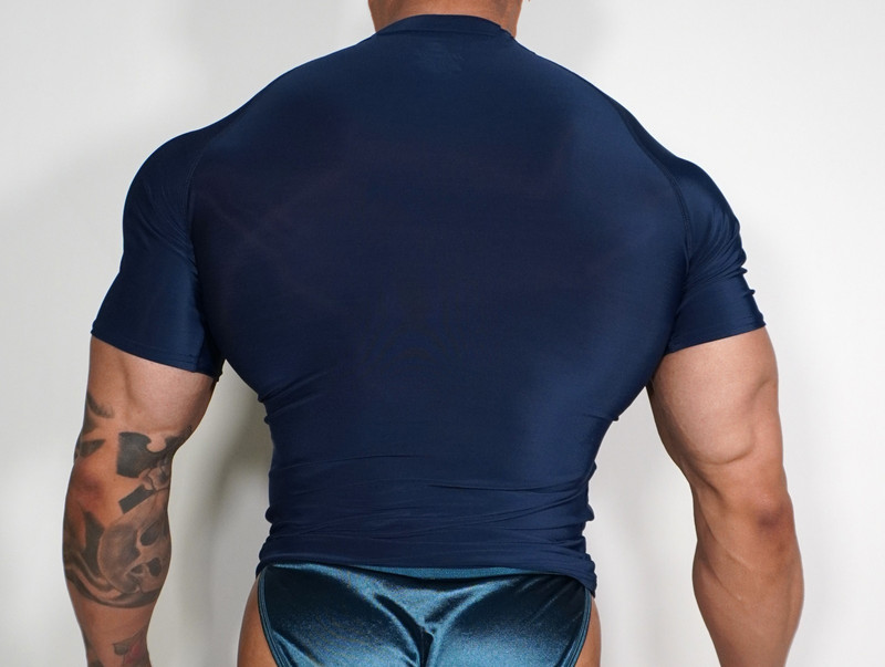 MEDIUM DARK BLUE TIGHT FITTING MEN'S COMPRESSION SHIRT gallery