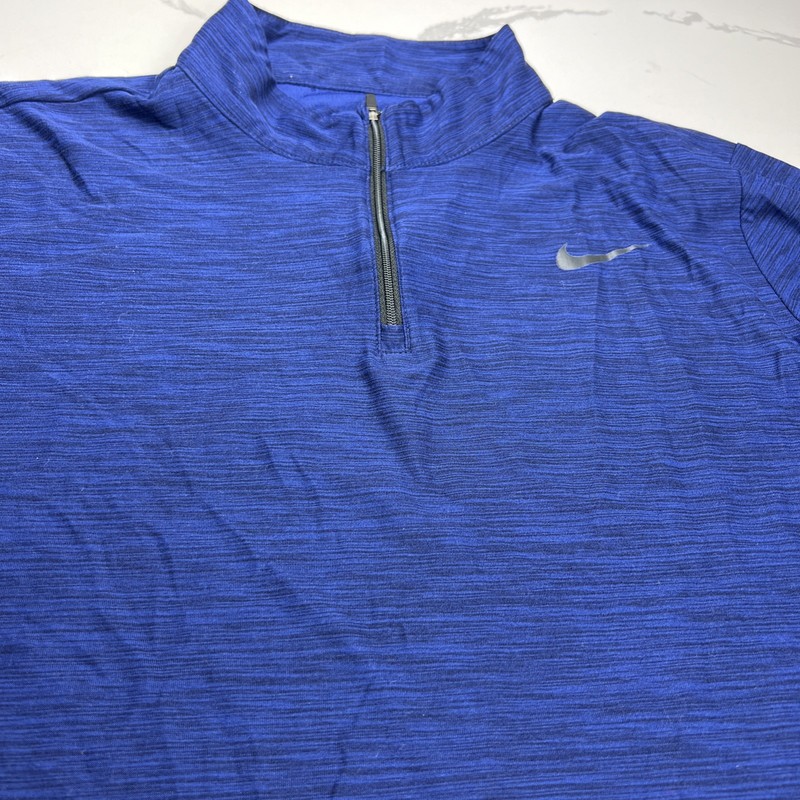 Nike Dri-Fit Men’s Medium 1/4 Zip L/S Heathered Blue Black STYLE 940177-492 gallery
