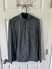 Under Armour Mens Fitted Threadborne 1/4 Zip Lighweight Gray Size Medium Golf