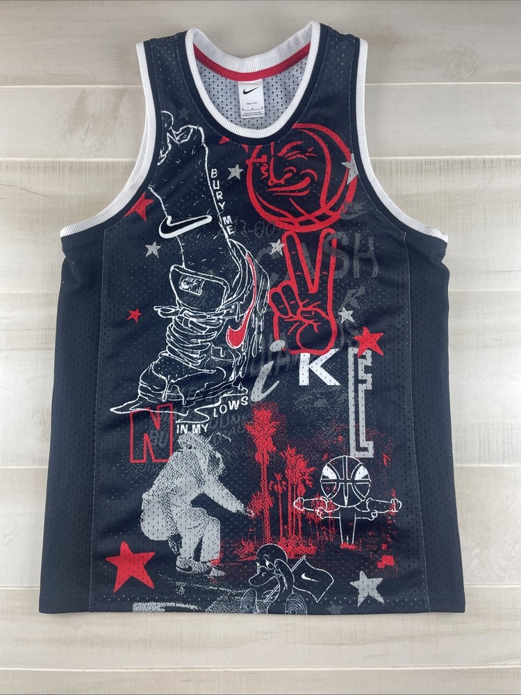 Nike Basketball Jersey Tank Stories Black Red Dri Fit Men's Size M