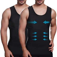 Mens Slimming Compression Shirt, Body Shaper Workout Tank Top, Gynecomastia T…