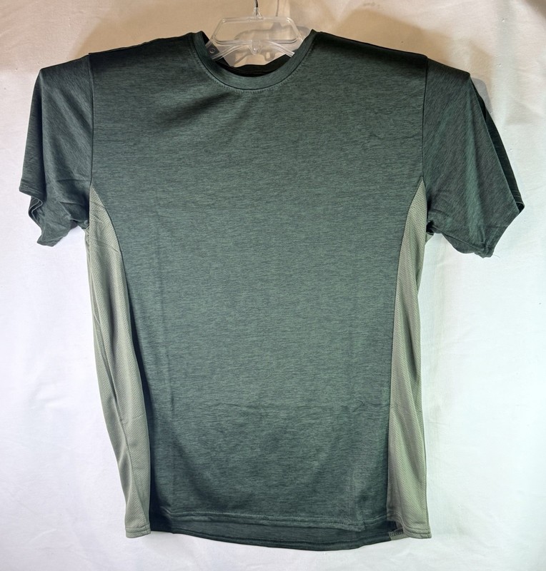 Men's Large Green with Breathable inserts Crew Neck Gym T-Shirt Brand New gallery