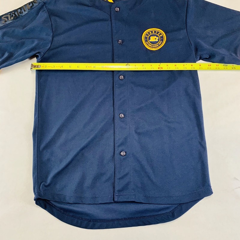 Starter Mens Baseball Jersey Established 1971 Embroidered Patch Navy Button Up S gallery