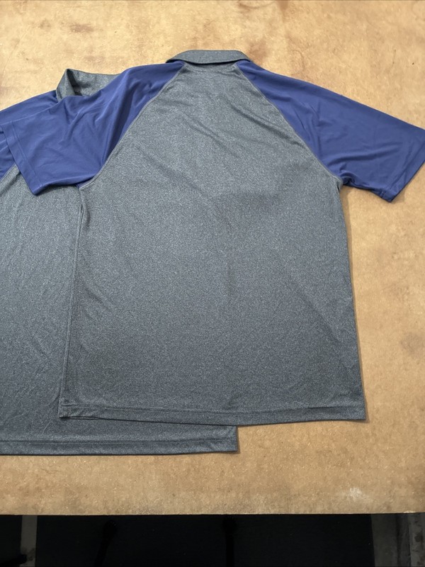 Lot of 2 ALO Men’s Performance Polo Shirts Blue Color Block Large Yoga Gym gallery
