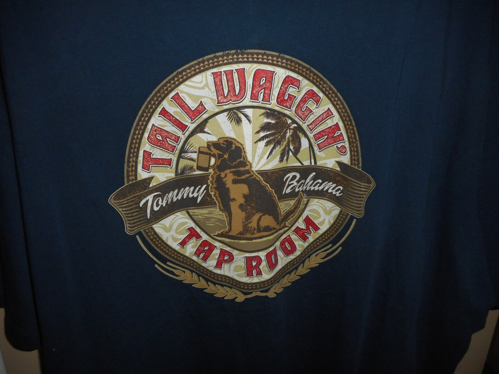 Tommy Bahama "Tail Waggin" Tap Room Cotton Navy Short Sleeve T-Shirt XXL gallery