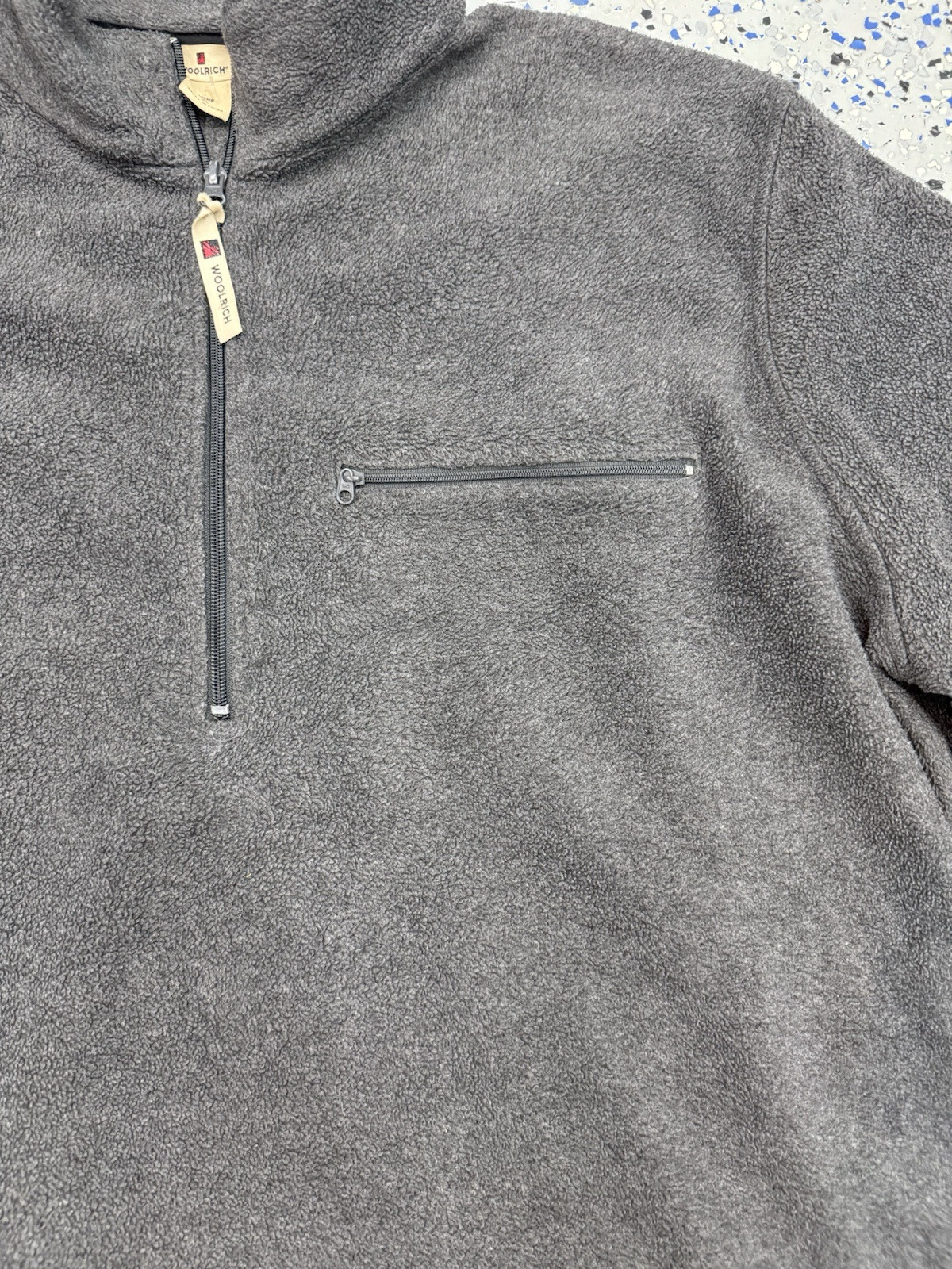 Woolrich 1/4 Zip Knit Fleece Pullover Sweater Mens XL Charcoal Gray Used gallery
