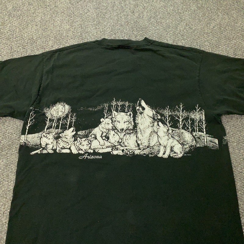 Vintage Arizona Shirt Mens XL Black Wolves Southwest Outdoors Single Stitch USA gallery