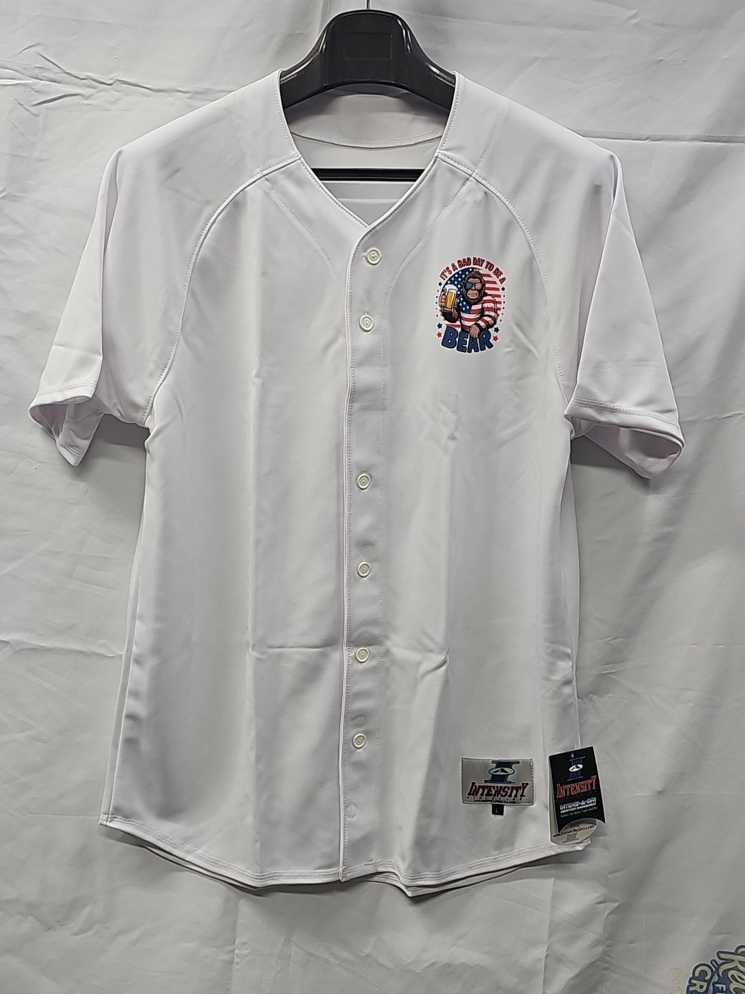 Large White Baseball jersey With Left Chest Logo "It's A Bad Day To Be A BEAR" gallery
