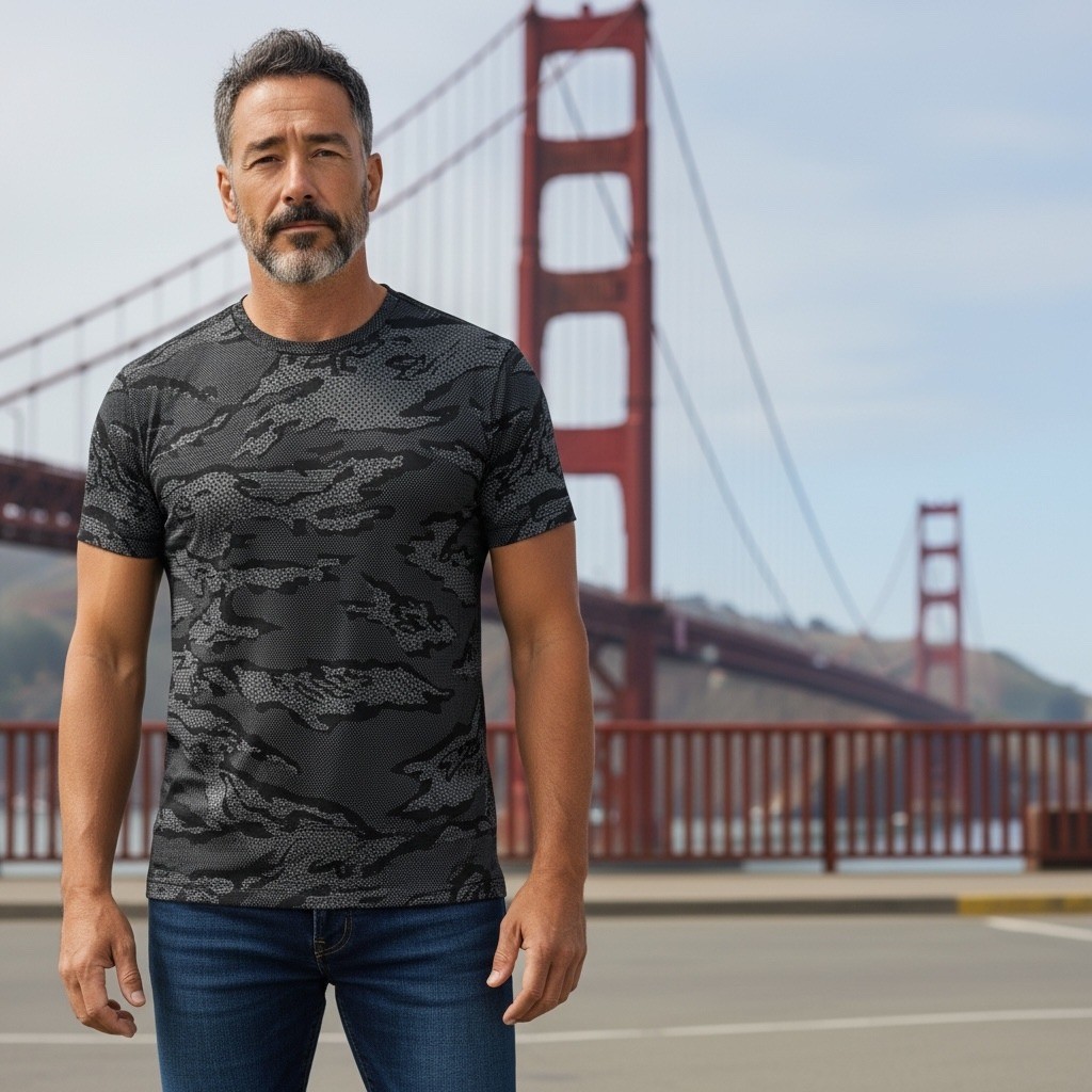 Lululemon Mens Metal Vent Tech Camo Shirt San Francisco Black Grey Medium 1320 gallery