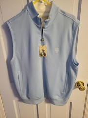 Donald Ross Golf Vest Chest Logo 1/2 Zip Medium Carolina Blue NWT MSRP $135