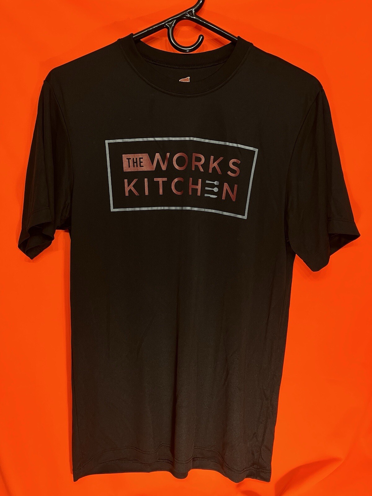 The Works Kitchen @ Game Works Black Uniform T-Shirt Size Medium Hanes Cool Dri gallery