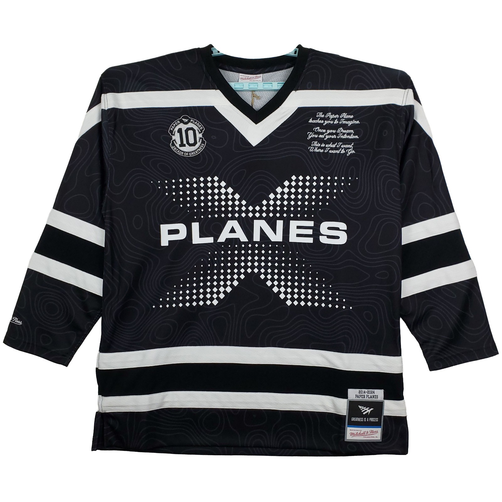 Paper Planes Mitchell & Ness XL XLarge Hockey Jersey Embroidery Logo Black NWT gallery