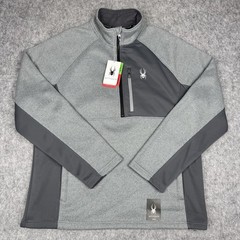Spyder NWT Pullover Mens XL Gray 1/4 Zip Fleece Lined Ski Colorblock Long Sleeve
