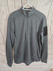 Hind Running Shirt Men’s Size Small Long Sleeve Breathable Gray Stripe Pocket