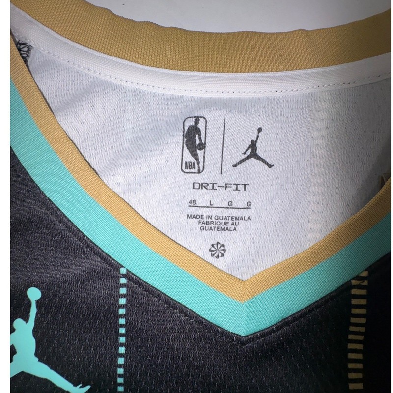 Jordan Charlotte Hornets City Edition Swingman Jersey Black Gold CLT Men LG 48 gallery