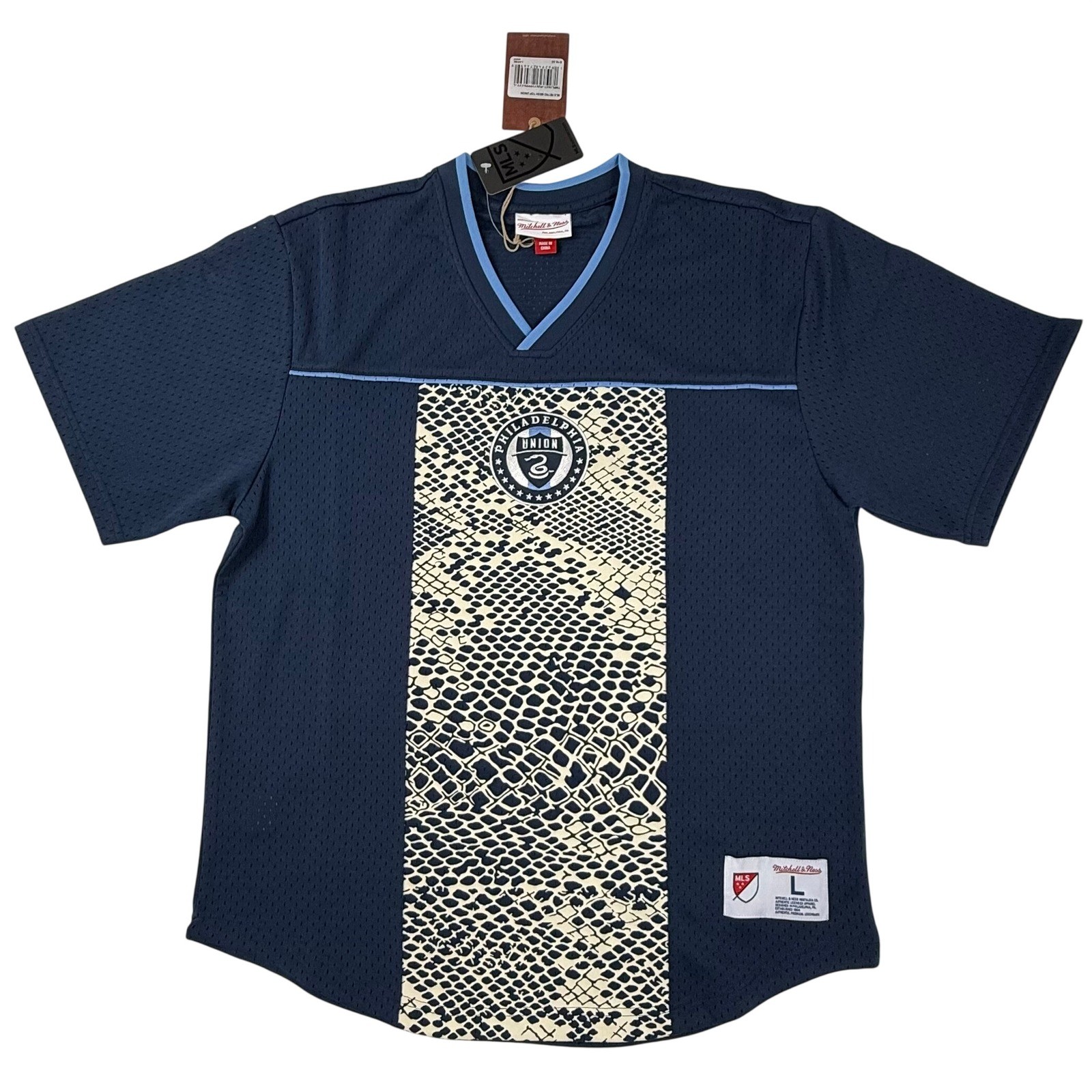 Mitchell & Ness Philadelphia Union MLS Retro Mesh Jersey Navy Snakeskin Mens L gallery