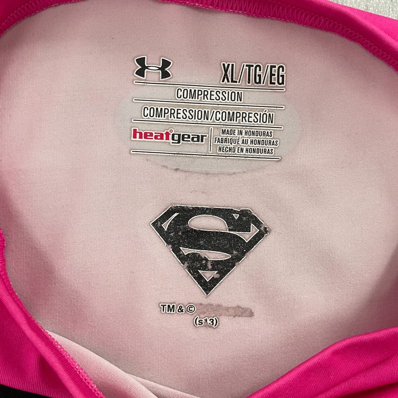 Under Armour Superman Compression Shirt Adult XL Pink Alter Ego Logo Tee Gym Men gallery