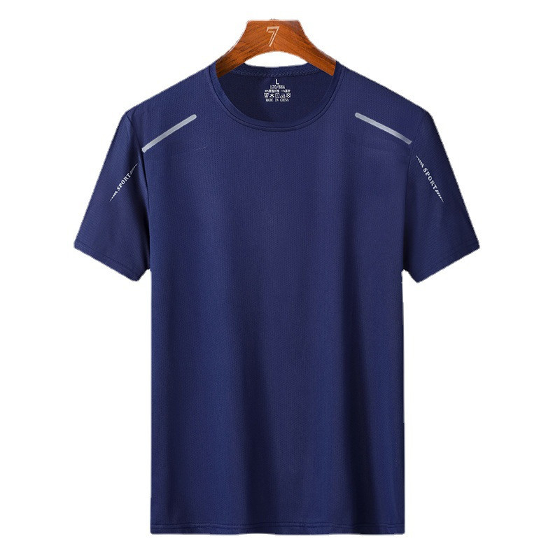 Summer men's quick-drying ice silk solid color sports short-sleeved T-shirt gallery