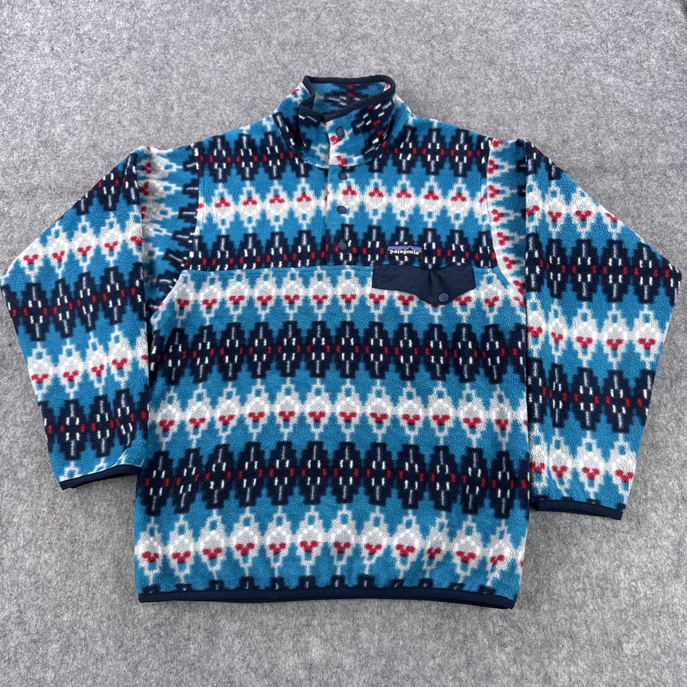 Patagonia Synchilla Snap-T Fleece Pullover Mens XXS Blue Geometric Aztec