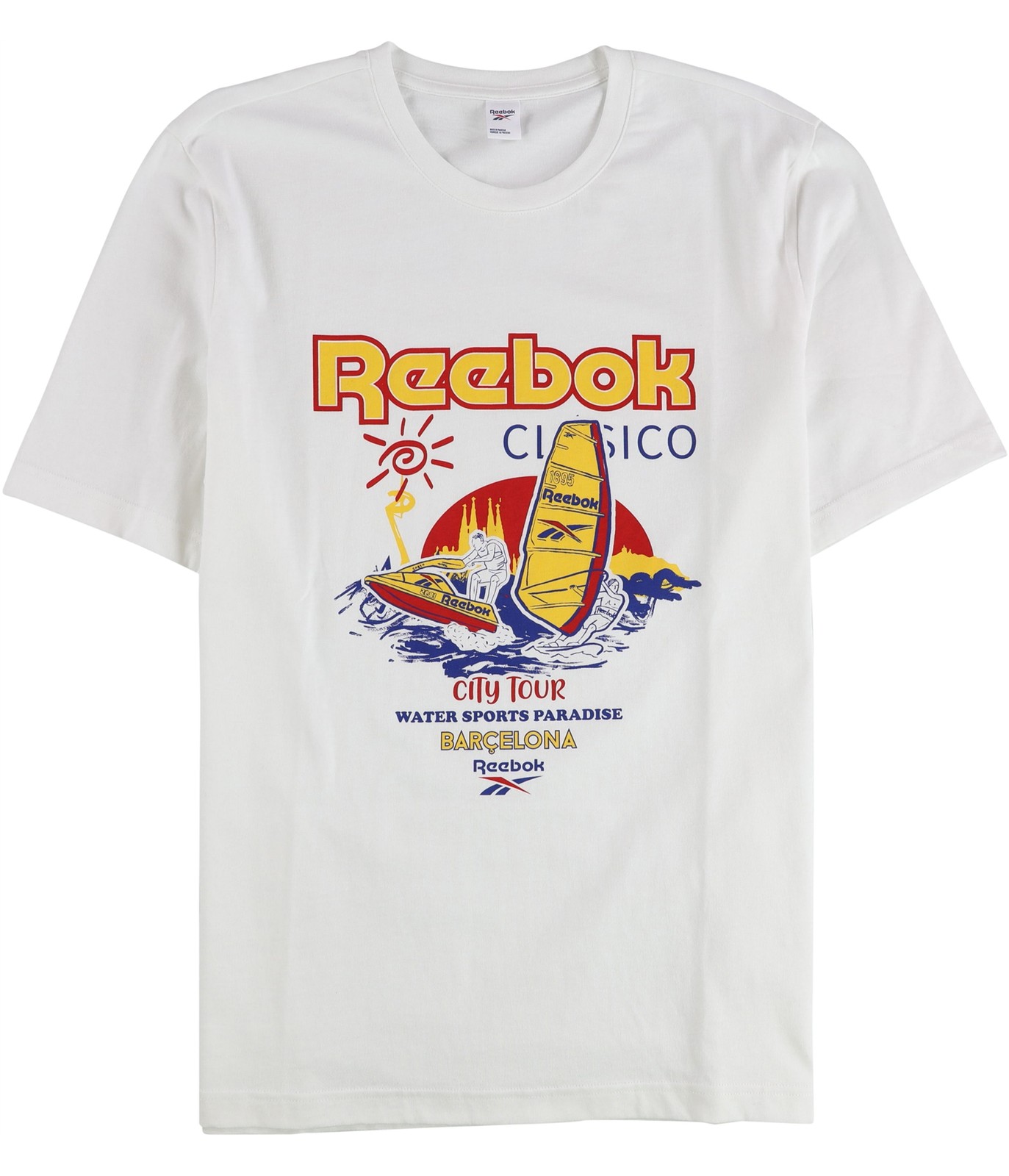 Reebok Mens Classic City Tour Barcelona Graphic T-Shirt, White, Medium gallery
