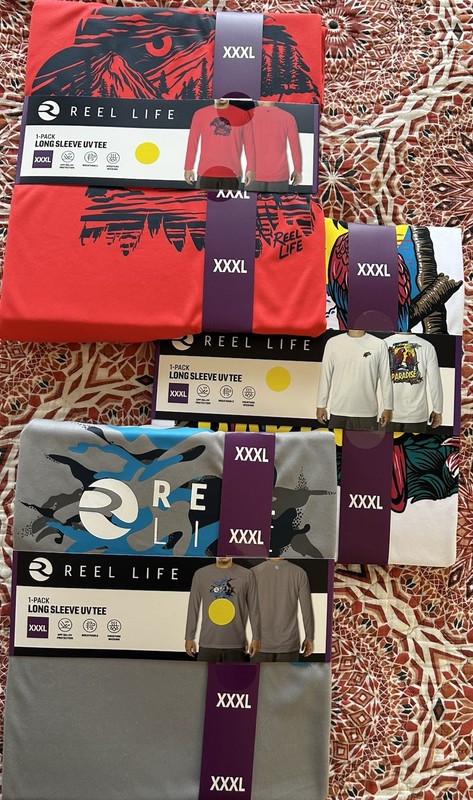 Lot Of 3 Reel Life UV Protection Fishing Sun Long Sleeve Shirts Men’s 3XL Swim gallery