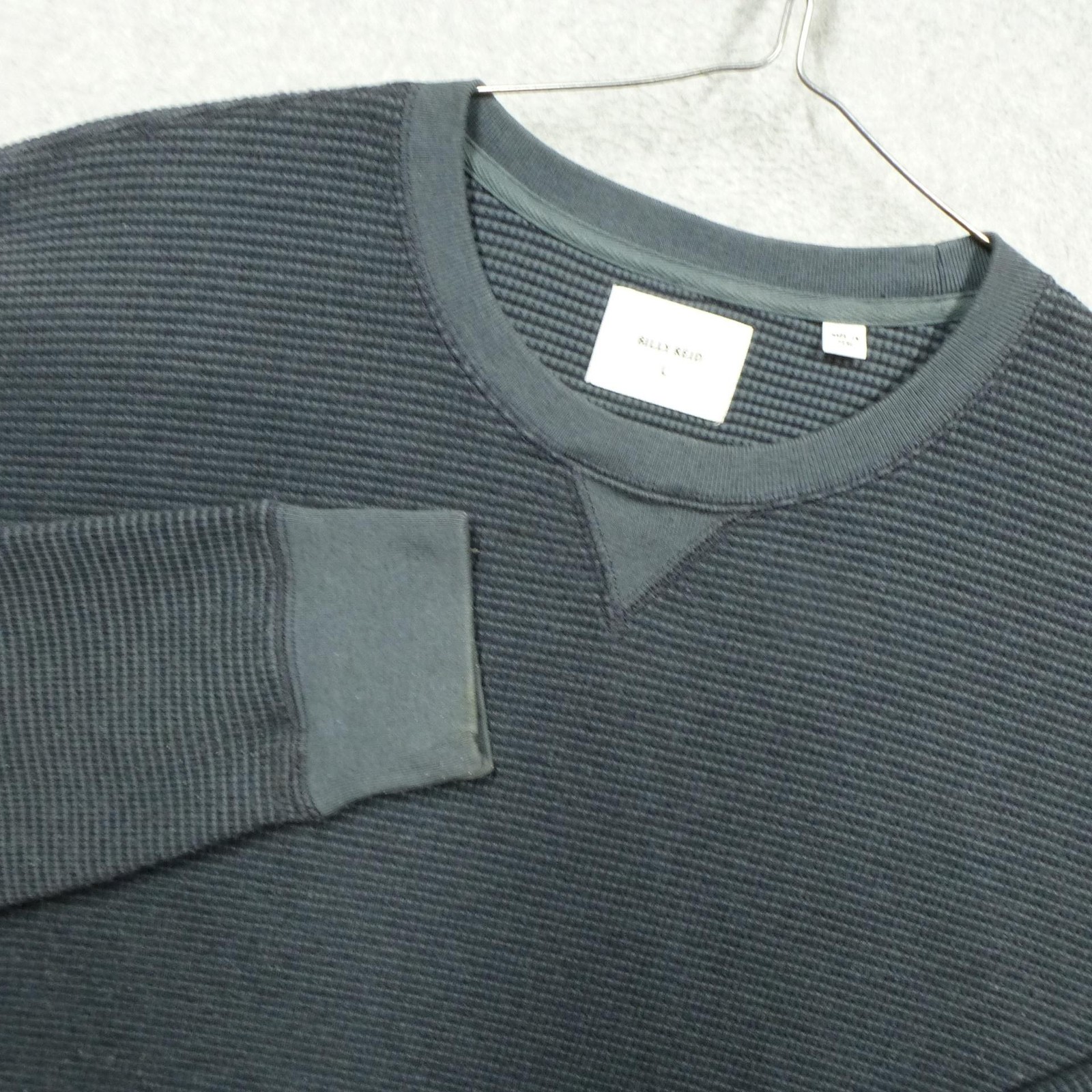 Billy Reid Pullover Mens L Gray Waffle Thermal Crew Neck Cotton Blend Casual gallery