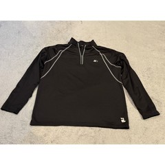 Starter Mens Quarter Zip Pullover Black Performance Athletic Shirt Large L