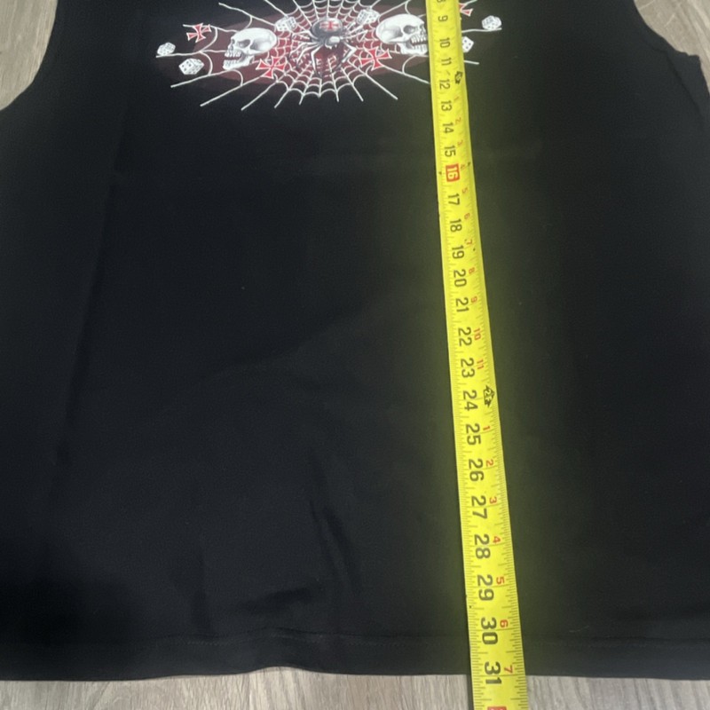 Lightning Clothing XXL Black Sleeveless Tank 100% Cotton Skull Spider Web gallery