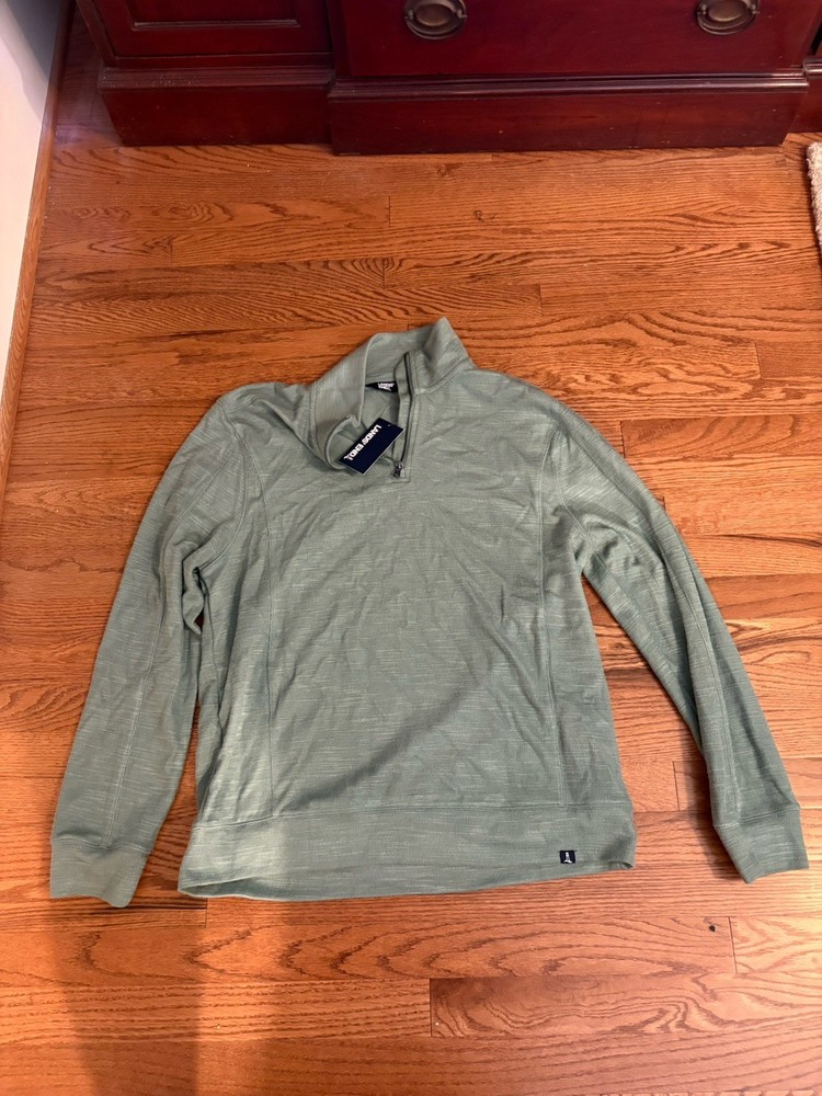 LANDS END 1/4 ZIPPER PULLOVER BAY LEAF MENS MD NWT LONG SLEEVE Polyester, Cotton