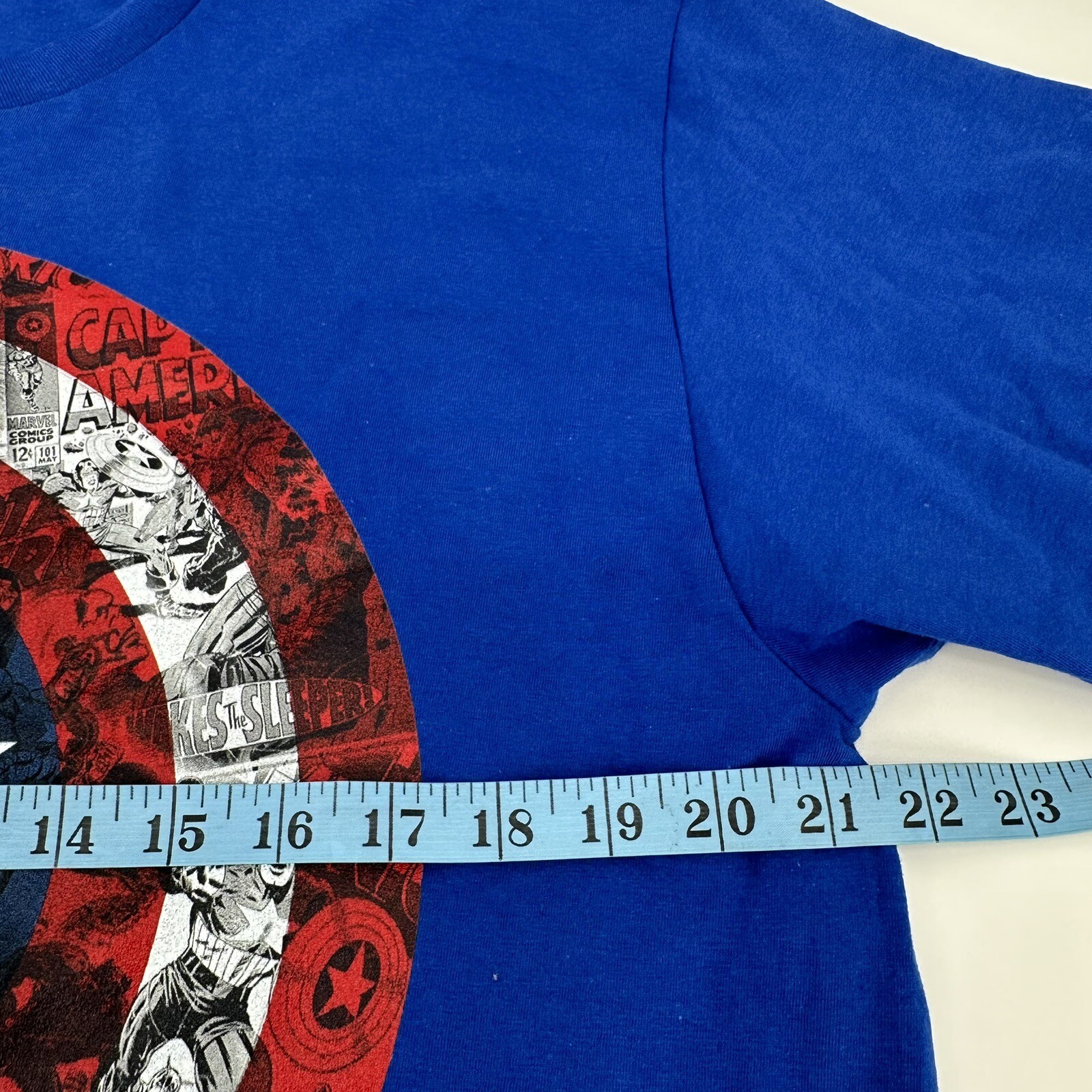 Captain America Shirt Mens Large Blue Short Sleeve Marvel Logo Avengers gallery