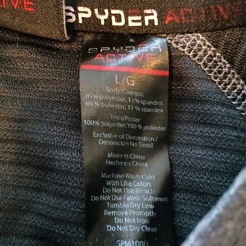 Spyder Active Pro Web Workout Preformance Large Gray Black Long Sleeve Shirt gallery