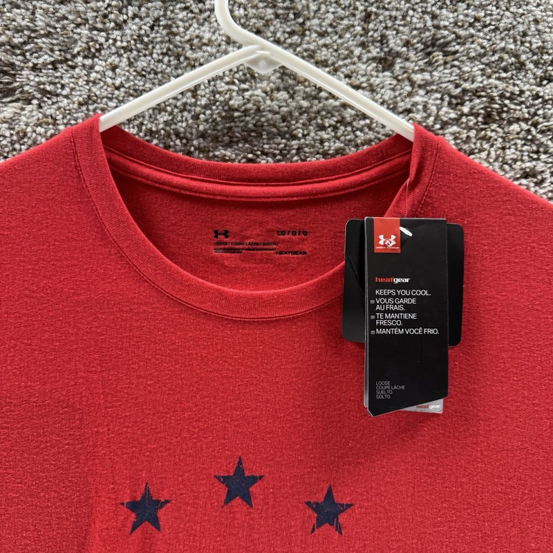 Under armour Freedom Shirt Mens Large Red Short Sleeves New With Tags Loose Heat gallery