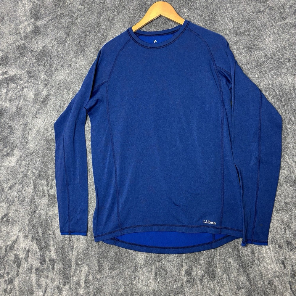 LL Bean expedition Weight Base Layer Shirt Men’s L Tall Blue Long sleeve Stretch