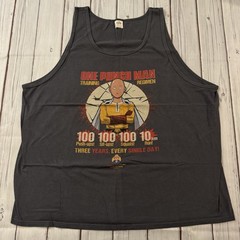Vtg One Punch Man Training Regimen Tank Top Anime Graphic Muscle Tee Men’s Large