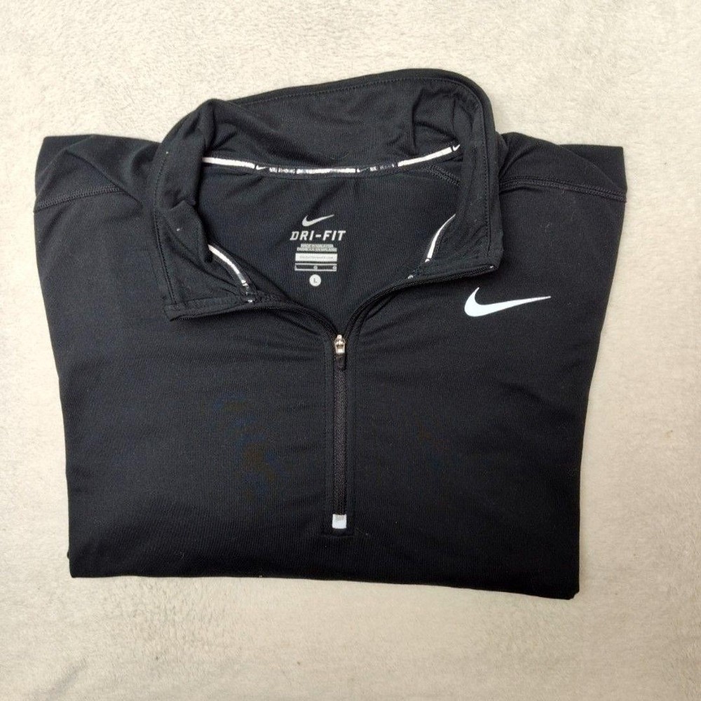 Nike Pullover Men L Black Element Running Dri-FIT 1/4 Zip Mock Neck Athletic Gym