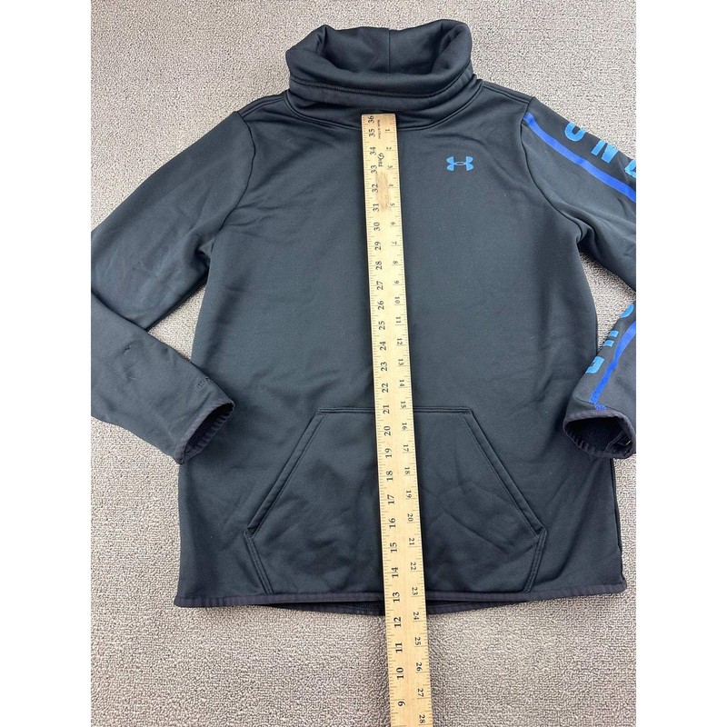 Under Armour Fleece Sweatshirt Men M Black Coldgear Blue Graphic Turtle Neck gallery