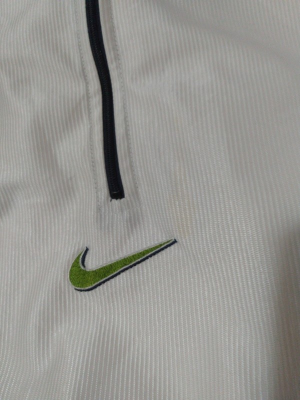 Vintage 90s Nike 1/2 Zip Shirt Warm Up Swoosh Men's XL White Jersey gallery