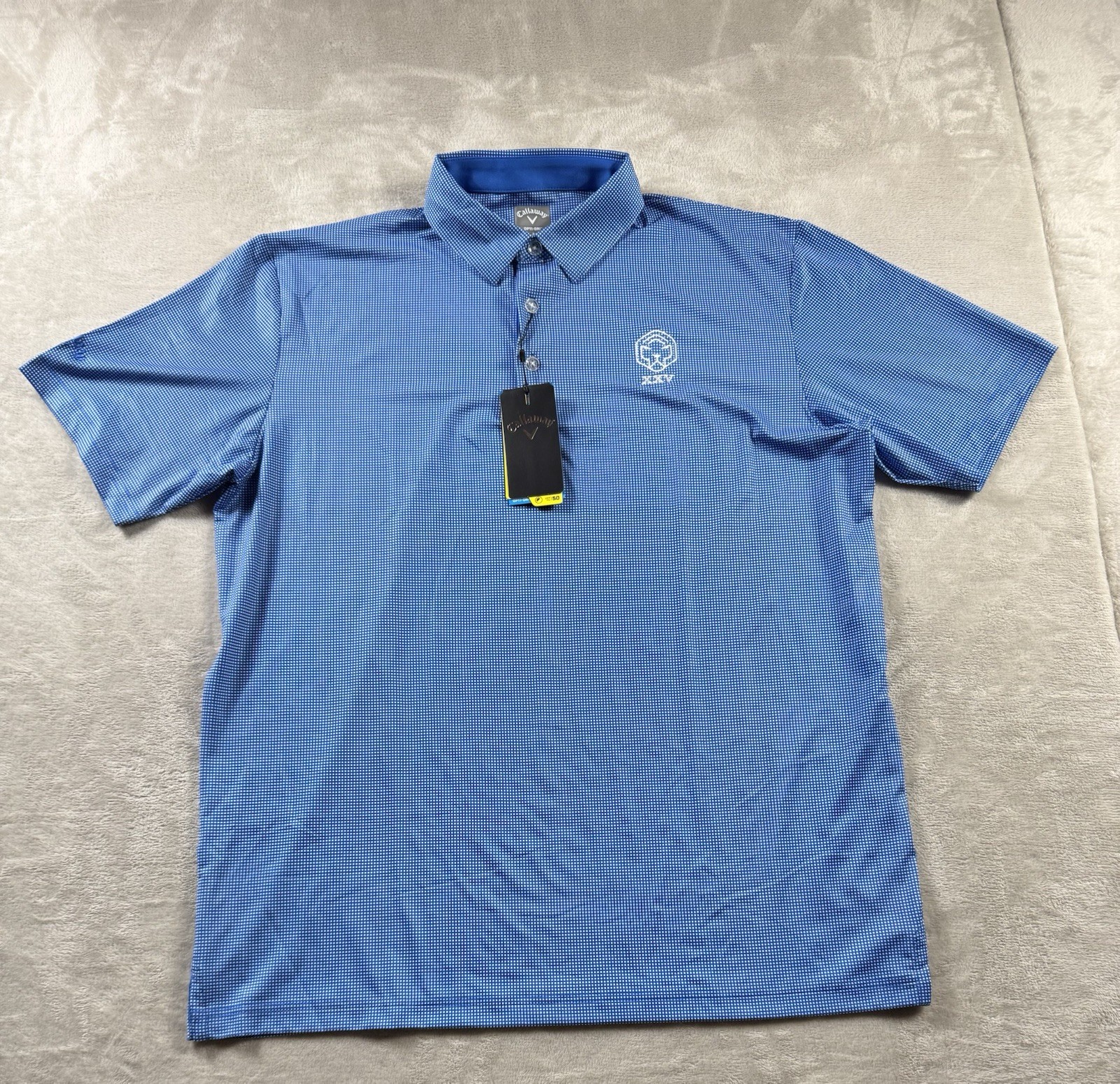 Callaway Men`s Golf Opti Dri Polo Shirt Size L Sun Protection Fabric Blue gallery