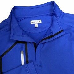 Peter Millar 1/4 Zip Pullover Mens Large Blue Forge Performance Golf Stretch UPF