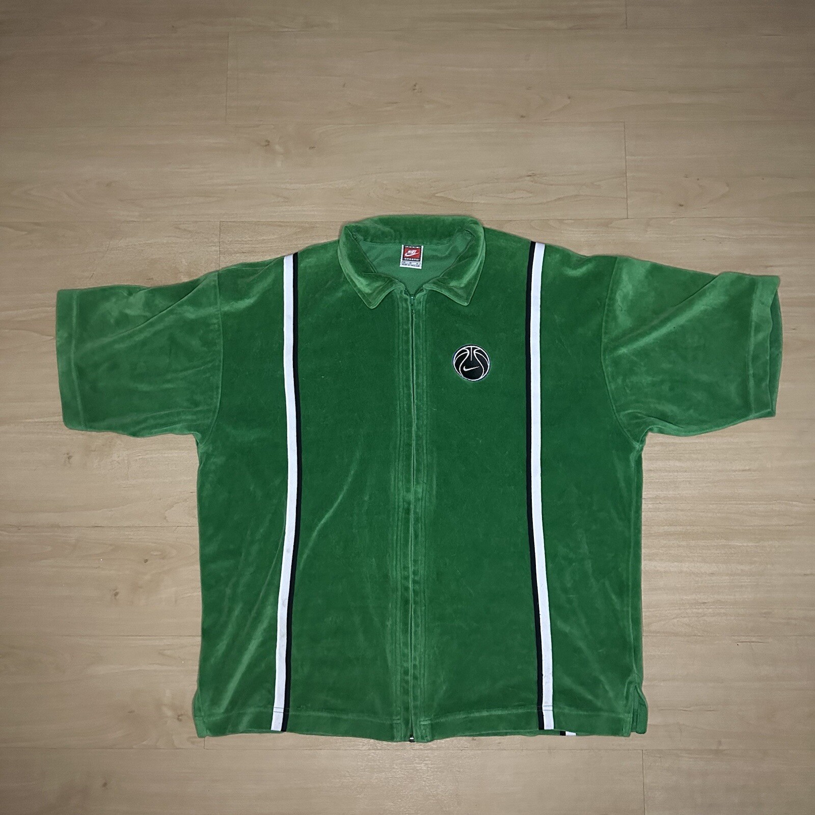 Vintage 90s Nike Basketball Shooting Shirt Jacket Jersey Size M Green gallery