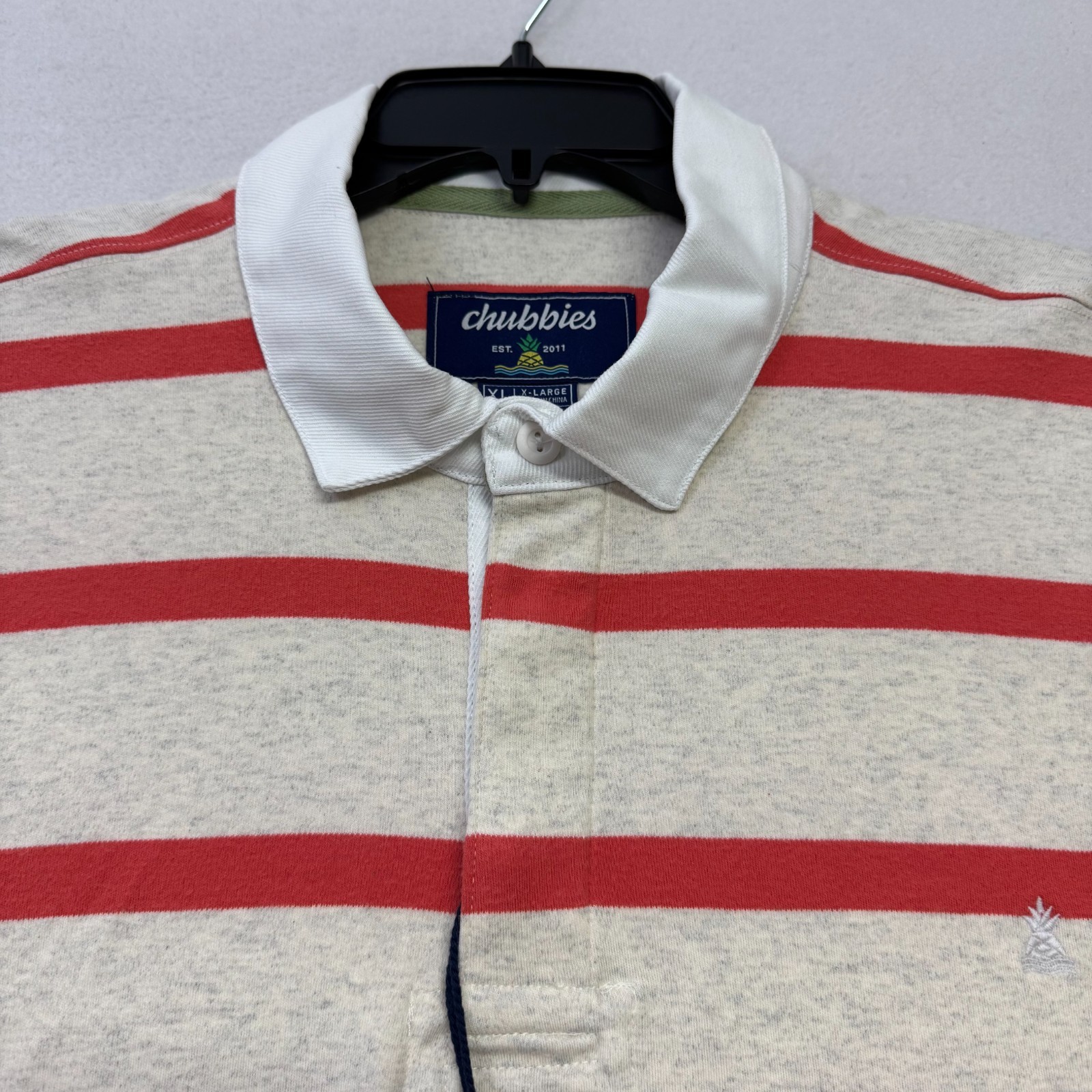 Chubbies The Lecture Hall Rugby Shirt XL White Red Stripe New $74.50 NWT gallery
