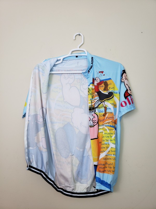 Paladin Popeye Cycling Jersey Mens XXXL Blue Full Zip 3 Back Pocket Graphic gallery