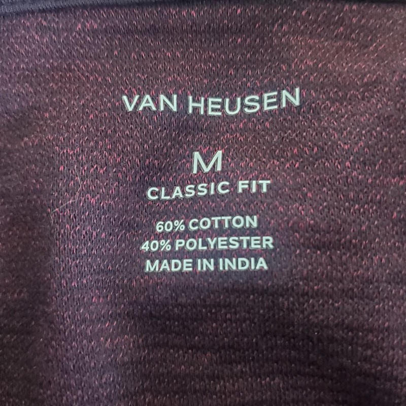 Van Heusen Men's Knit Pullover Size M Burgundy 1/4 Zip Long Sleeve NWTG gallery